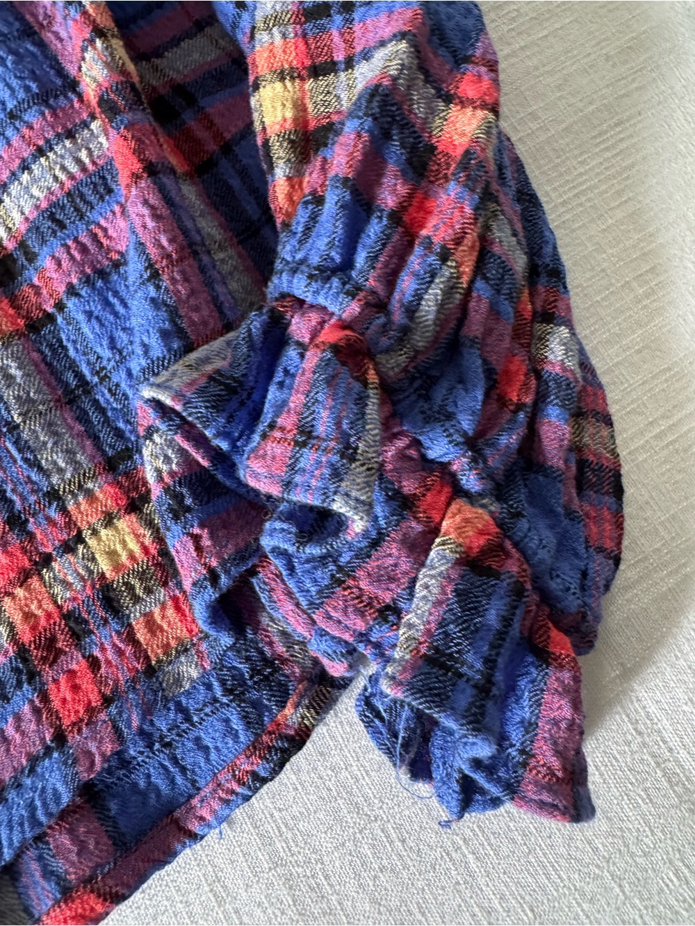 Pilcro Long Sleeve Blue Plaid Keira Blouse - Large - Picture 9 of 10
